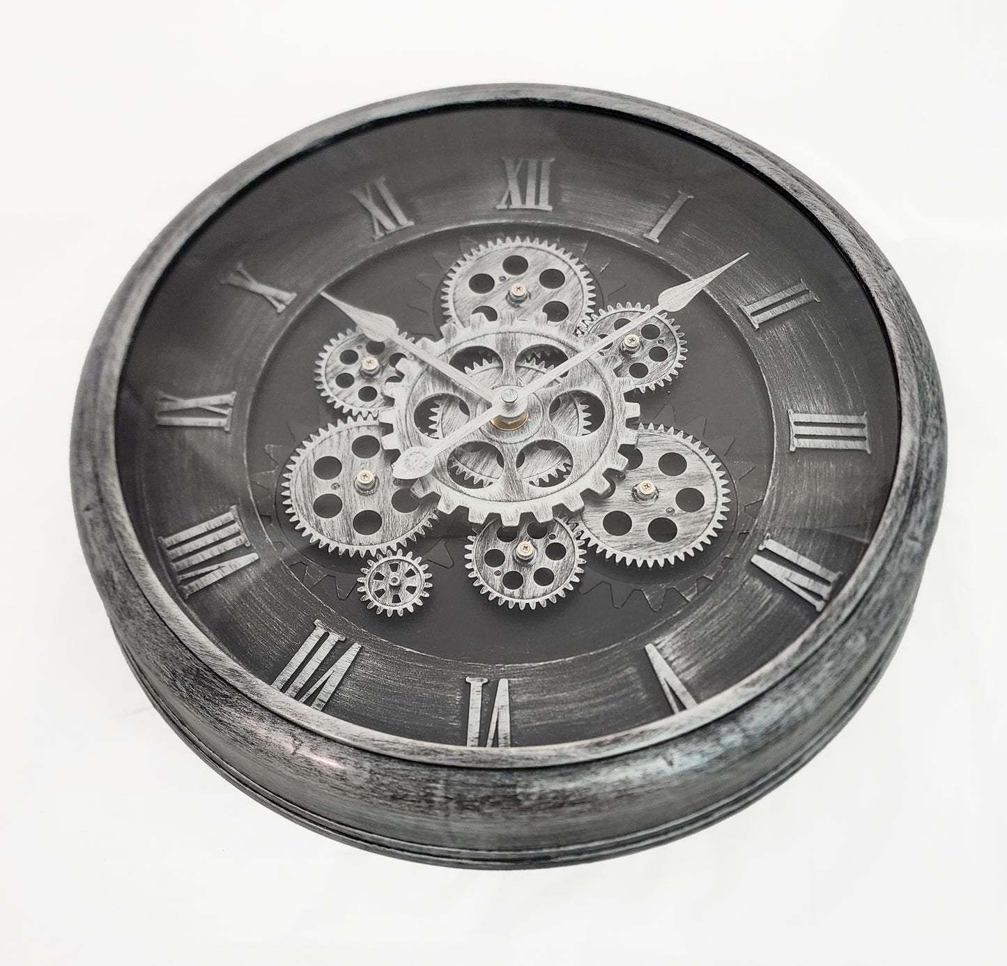 Silver Roman Numerals Wall Clock