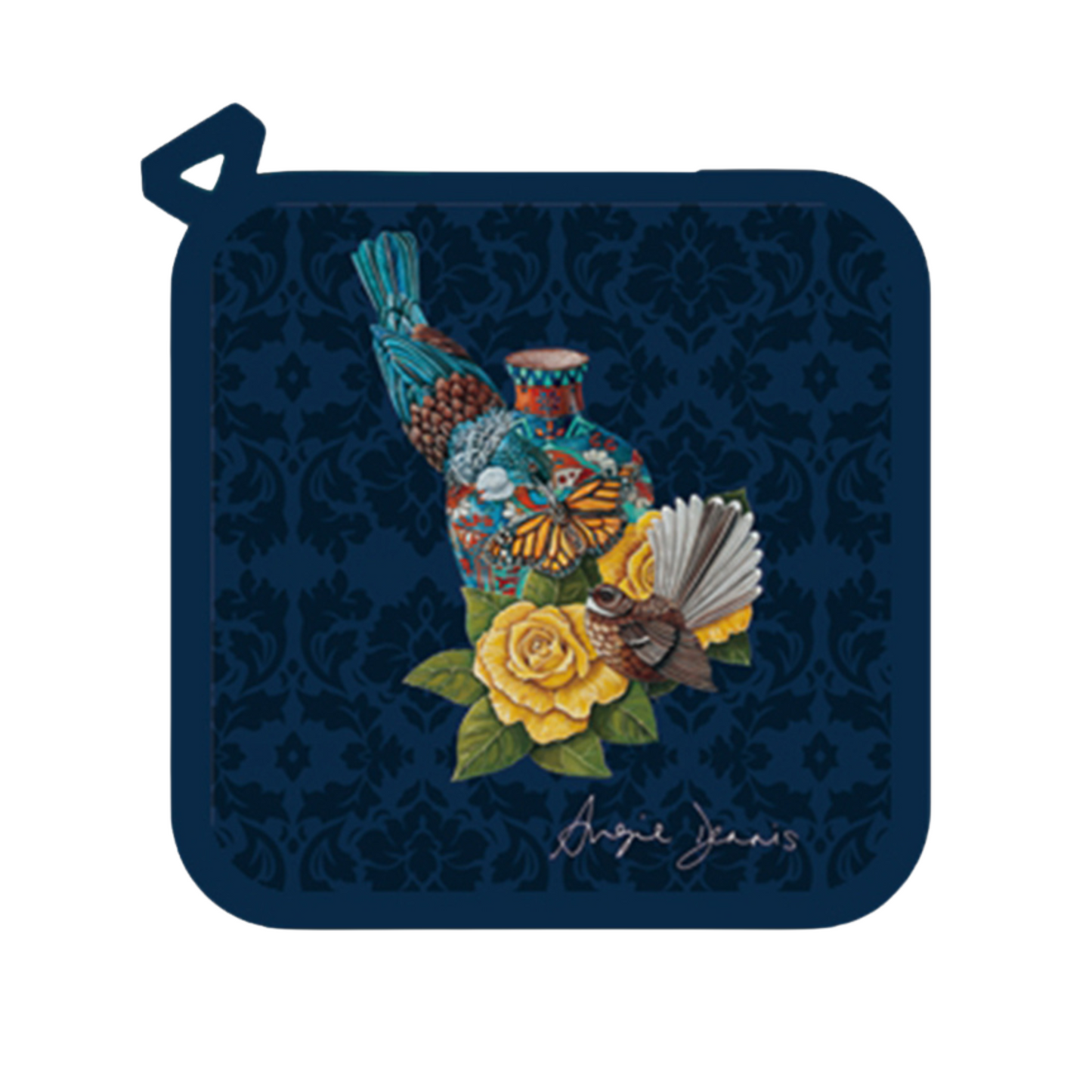 NZ Artwork Pot Holder Tui & Fantail
