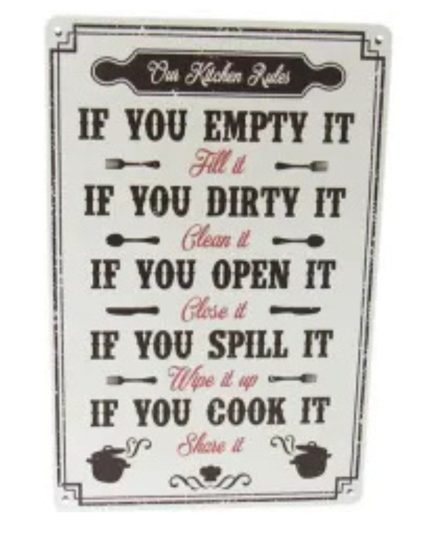 Tin Sign - Kitchen Orders