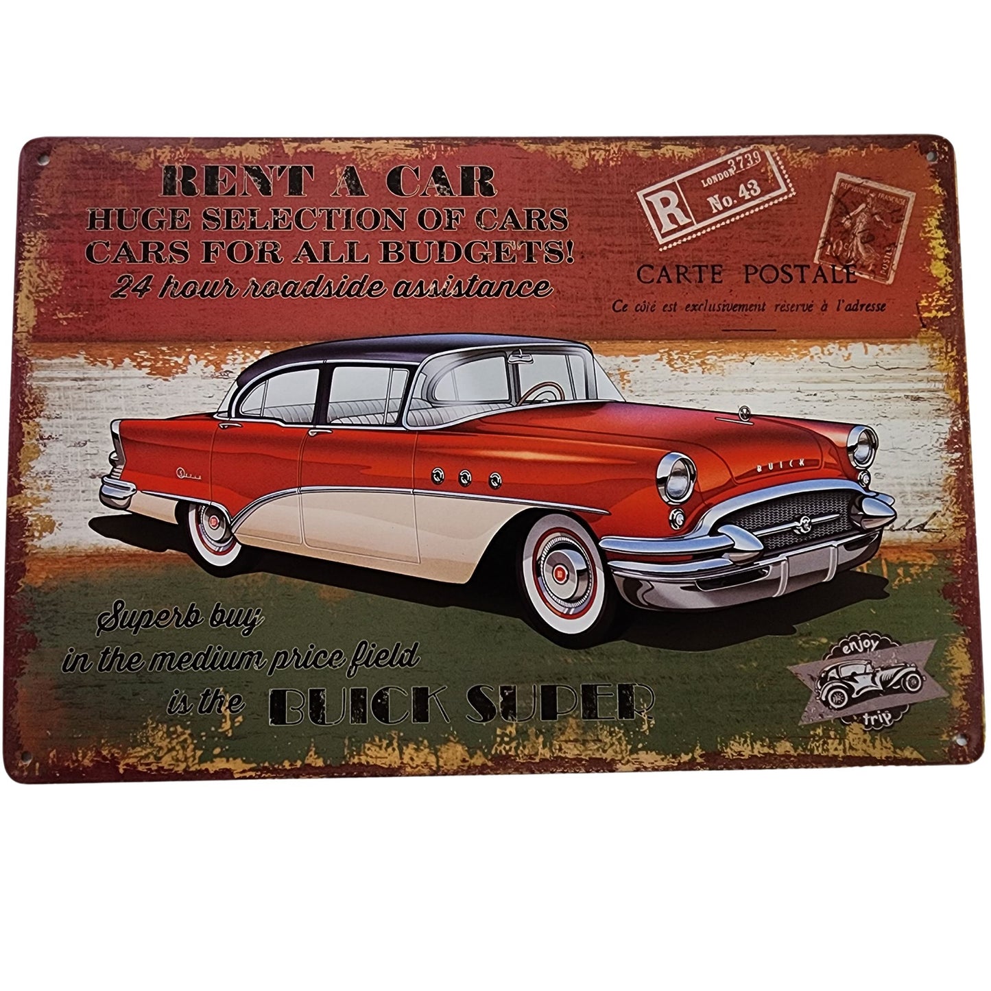 Rent a Car Tin Sign