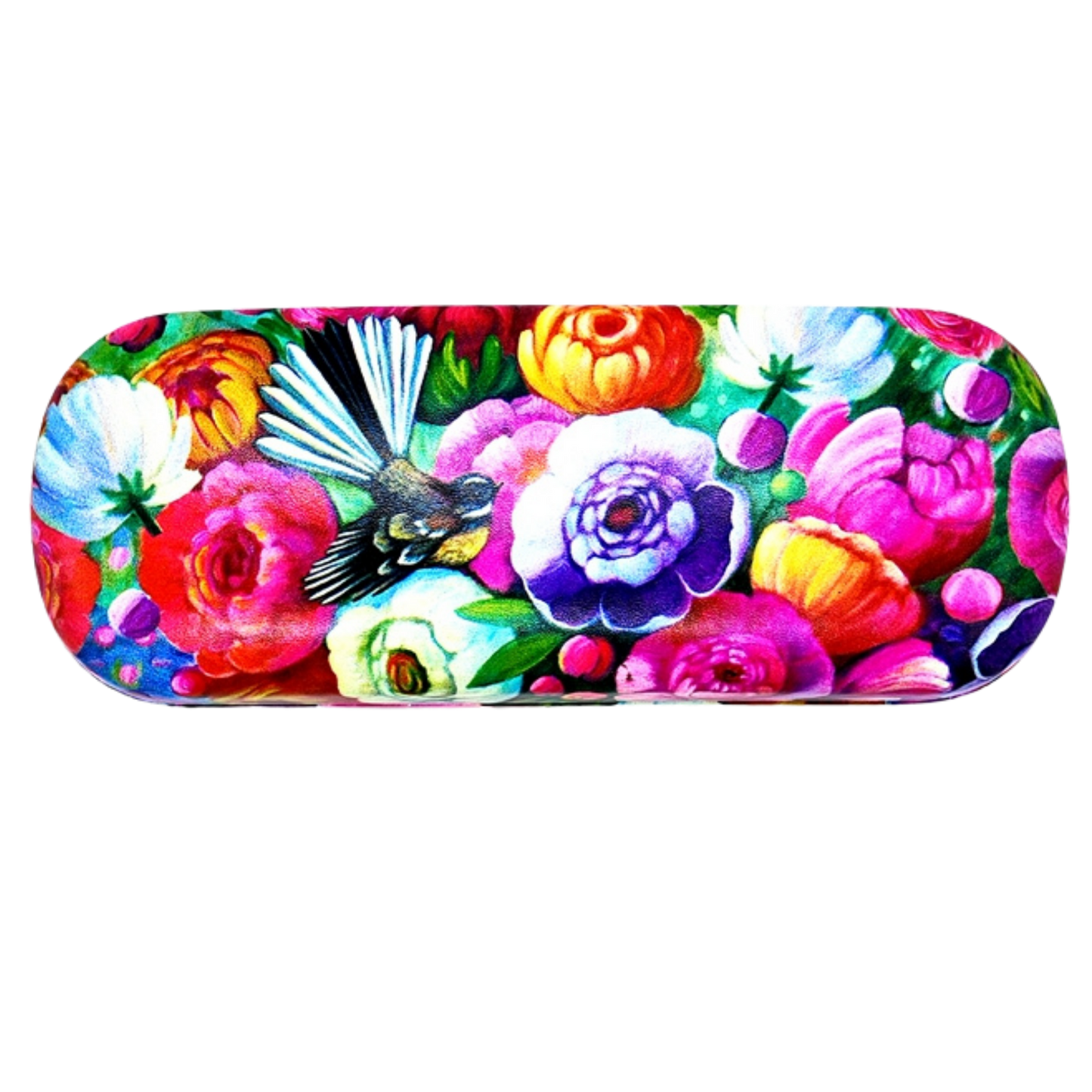 NZ Artwork Glasses Case - Fantail & Flowers