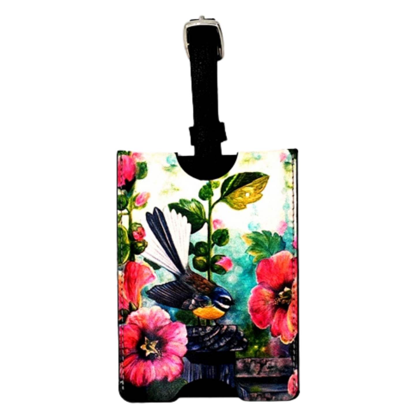 NZ Artwork Luggage Tag - Fantail on Post