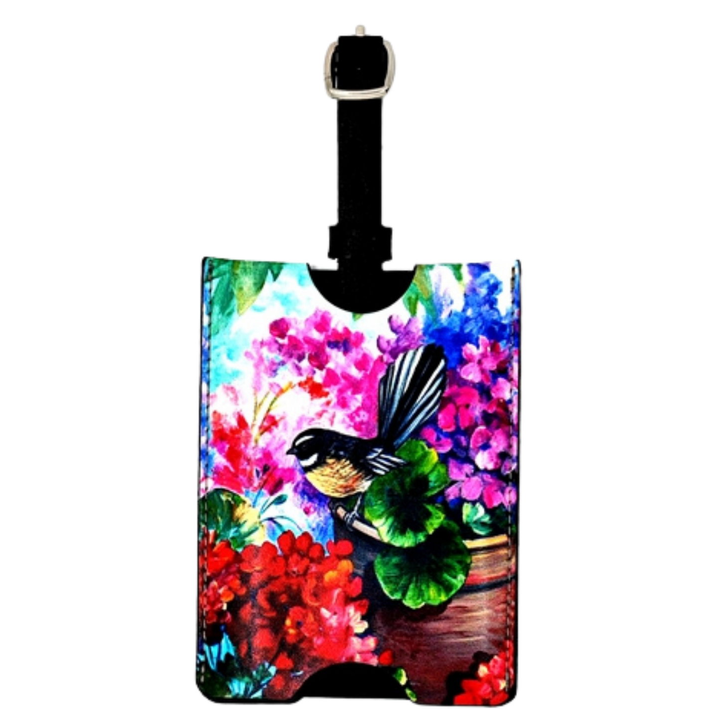 NZ Artwork Luggage Tag - Fantail on Pot