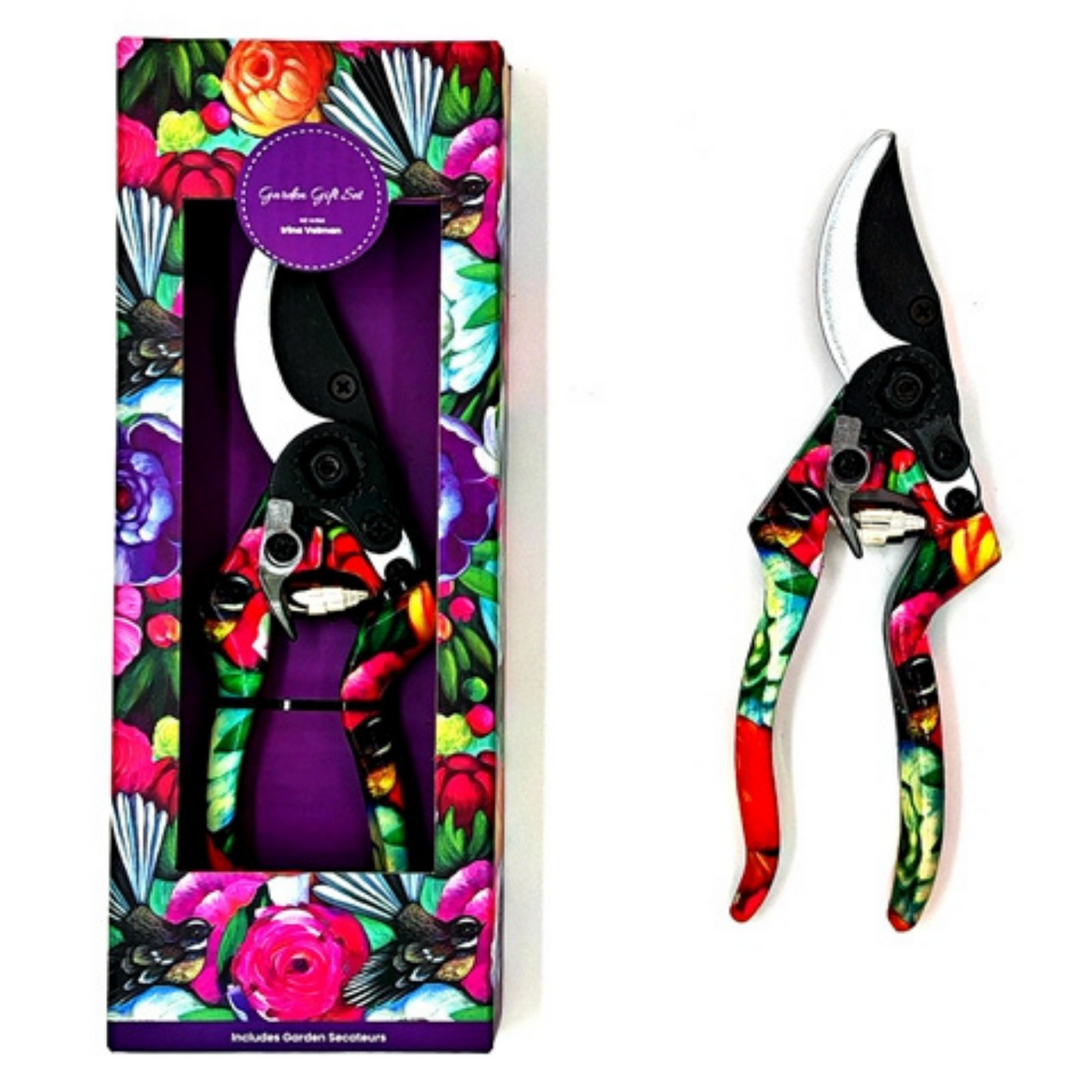 NZ Artwork Garden Secateurs Fantail & Flowers