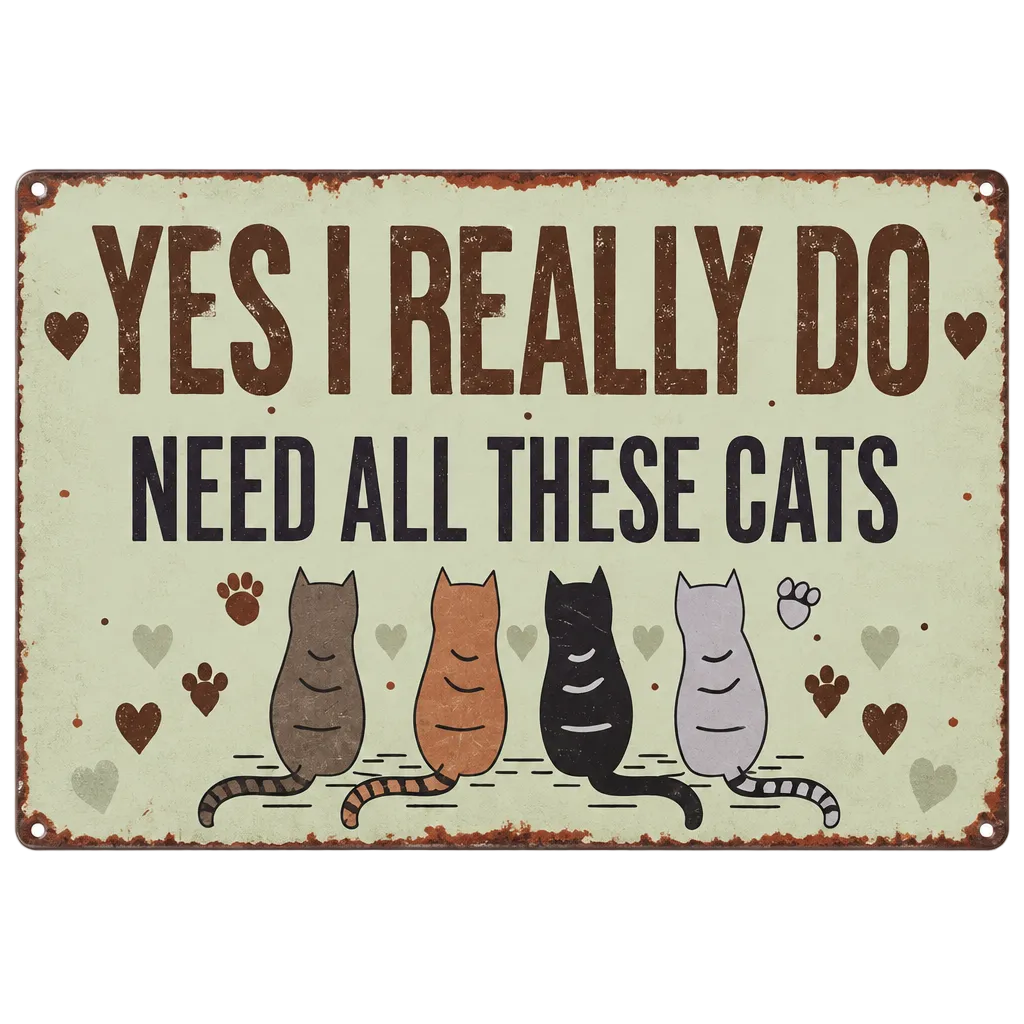 Tin Sign - I Need Cats