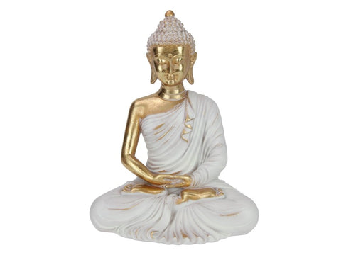 31cm White & Gold Sitting Buddha