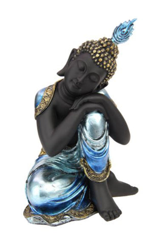 18cm Resting Blue Buddha Left Leaning