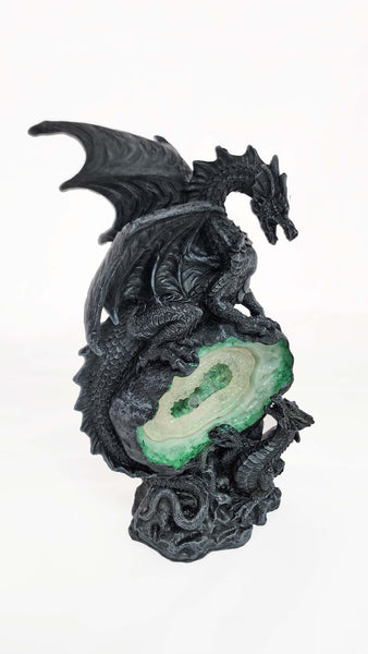 2 Black Dragons on a Green Geode