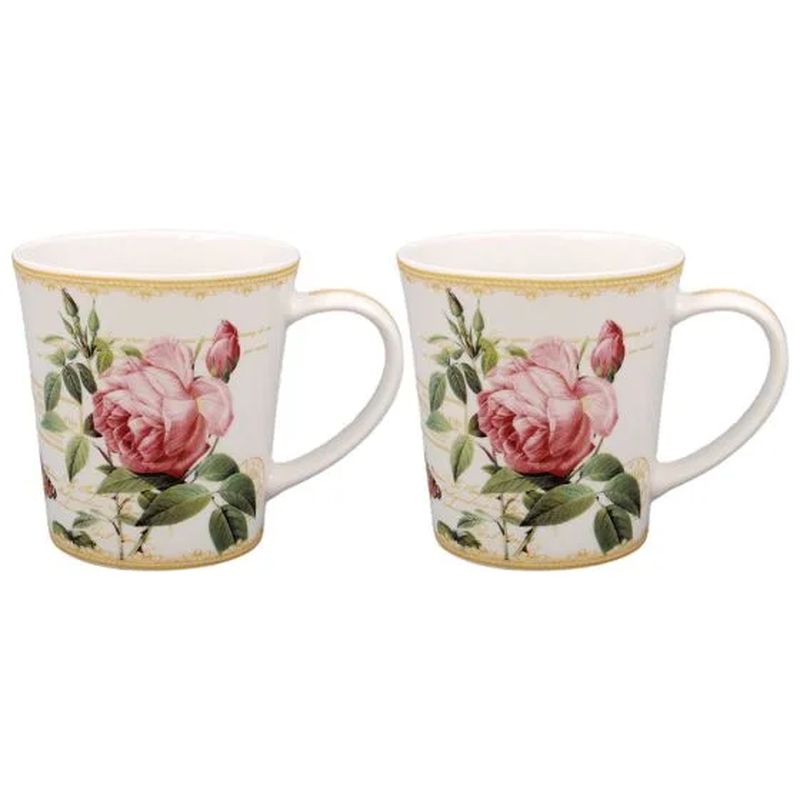 Redoute Rose Mug - set of two