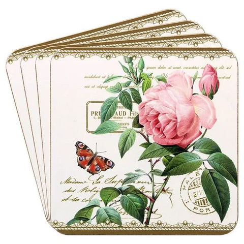 Redoute Rose Coasters set of four