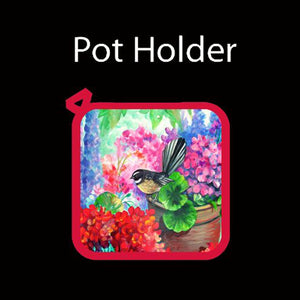 NZ Artwork Pot Holder - Fantail on garden pot
