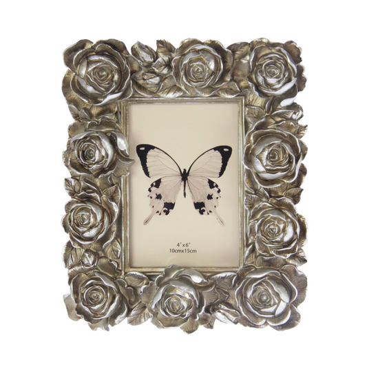 Large Roses 6x4 Photo Frame Champagne