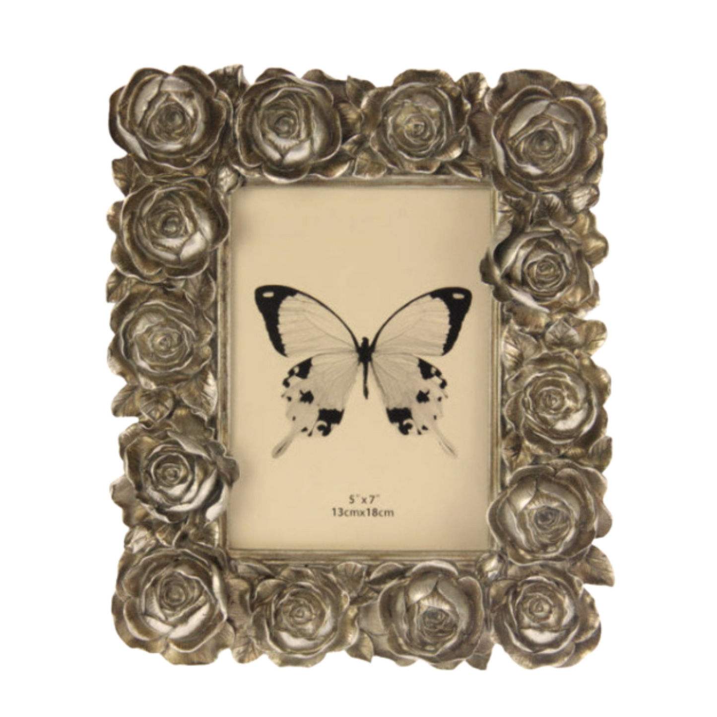 Large Roses Photo Frame 5x7 Champagne