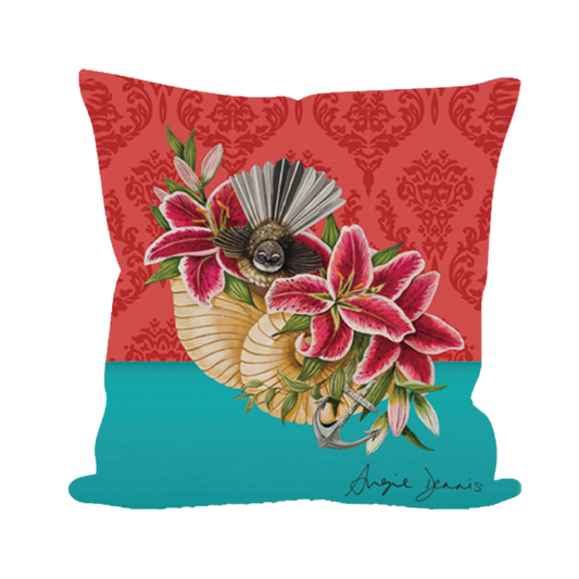 NZ Artwork Cushion Cover Fantail on shell