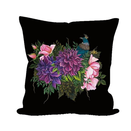 NZ Artwork Cushion Cover - Tui with Crown