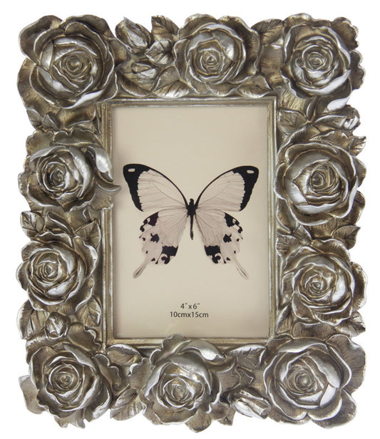 Large Roses 6x4 Photo Frame Champagne