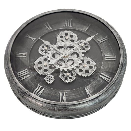 Silver Roman Numerals Wall Clock