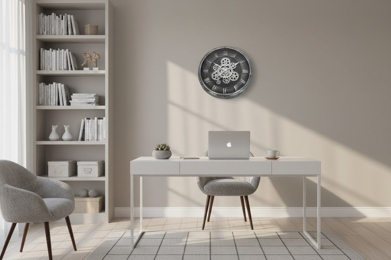 Silver Roman Numerals Wall Clock