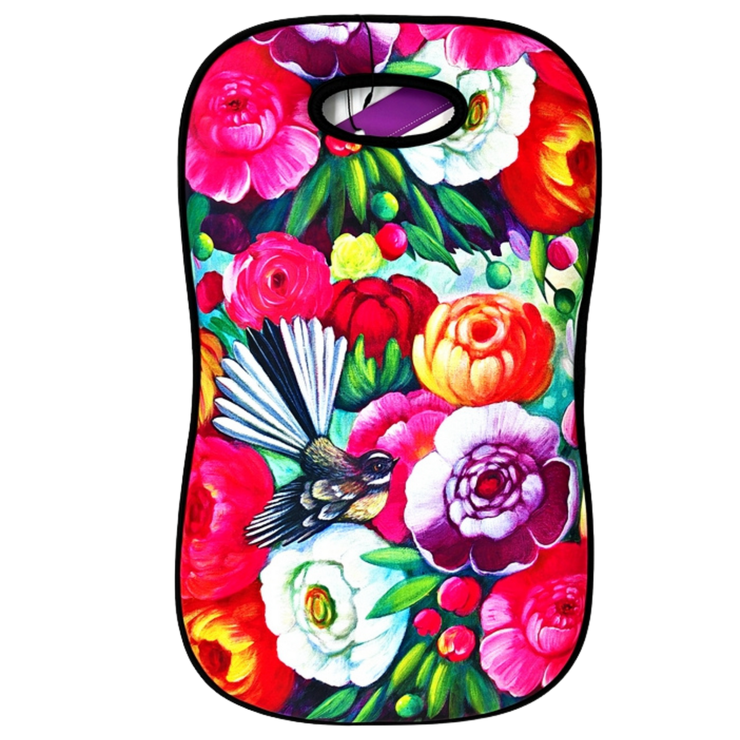 NZ Artwork Garden Kneeler Fantail & Flowers