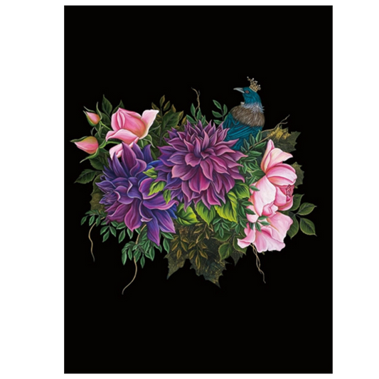 NZ Artwork Tea Towel Tui with Crown
