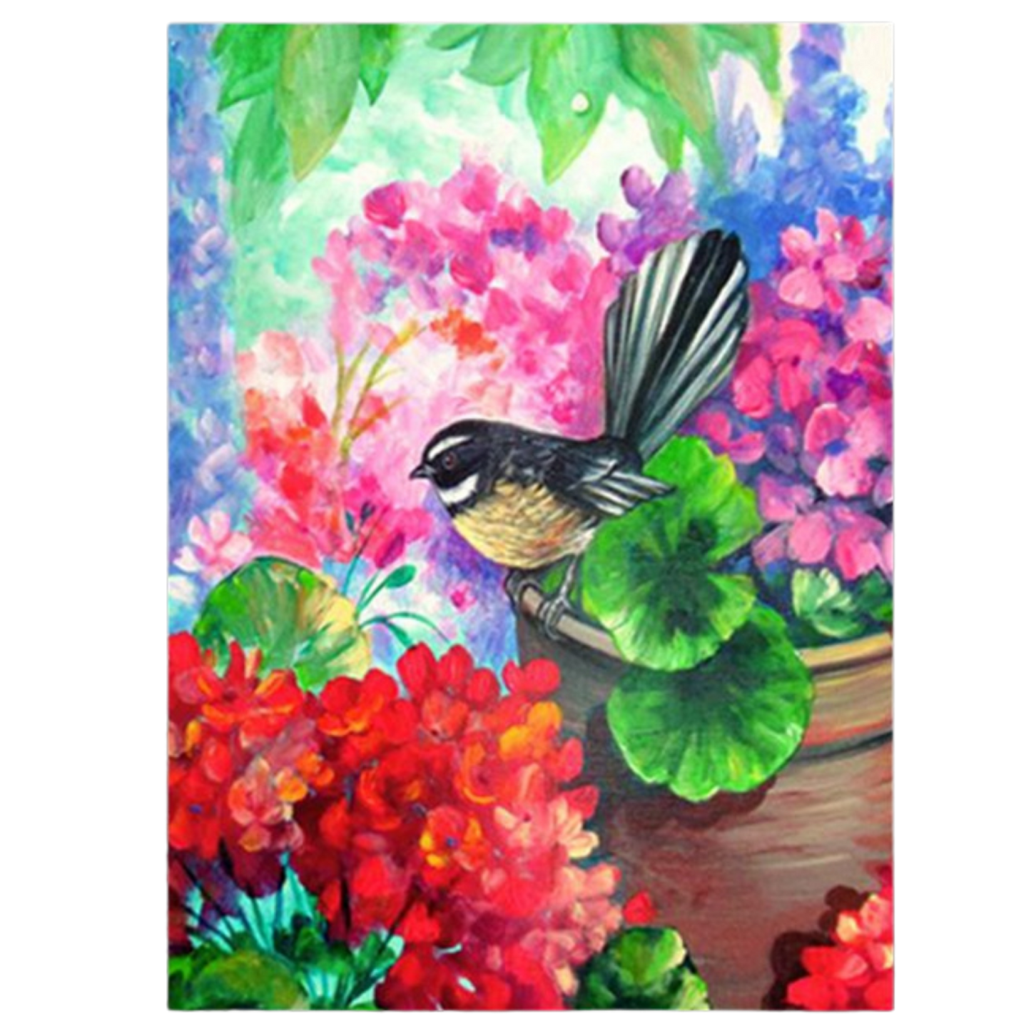 NZ Artwork Tea Towel Fantail on Pot