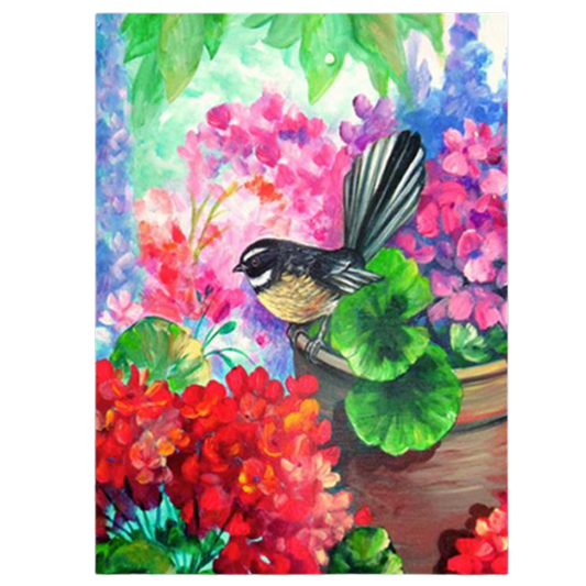 NZ Artwork Tea Towel Fantail on Pot