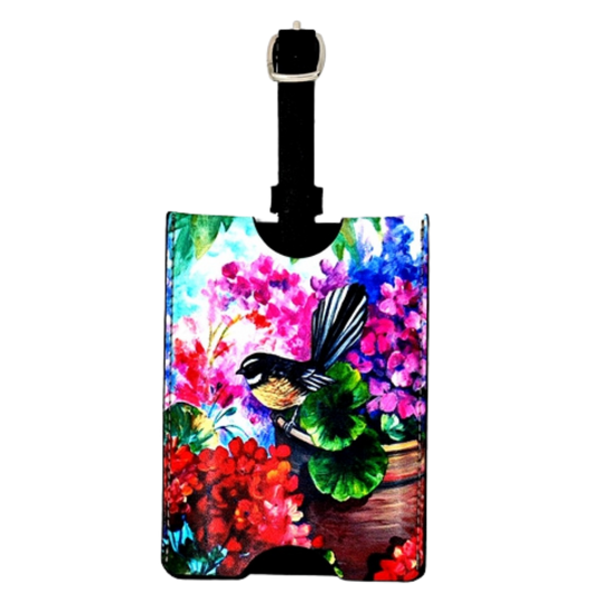 NZ Artwork Luggage Tag - Fantail on pot