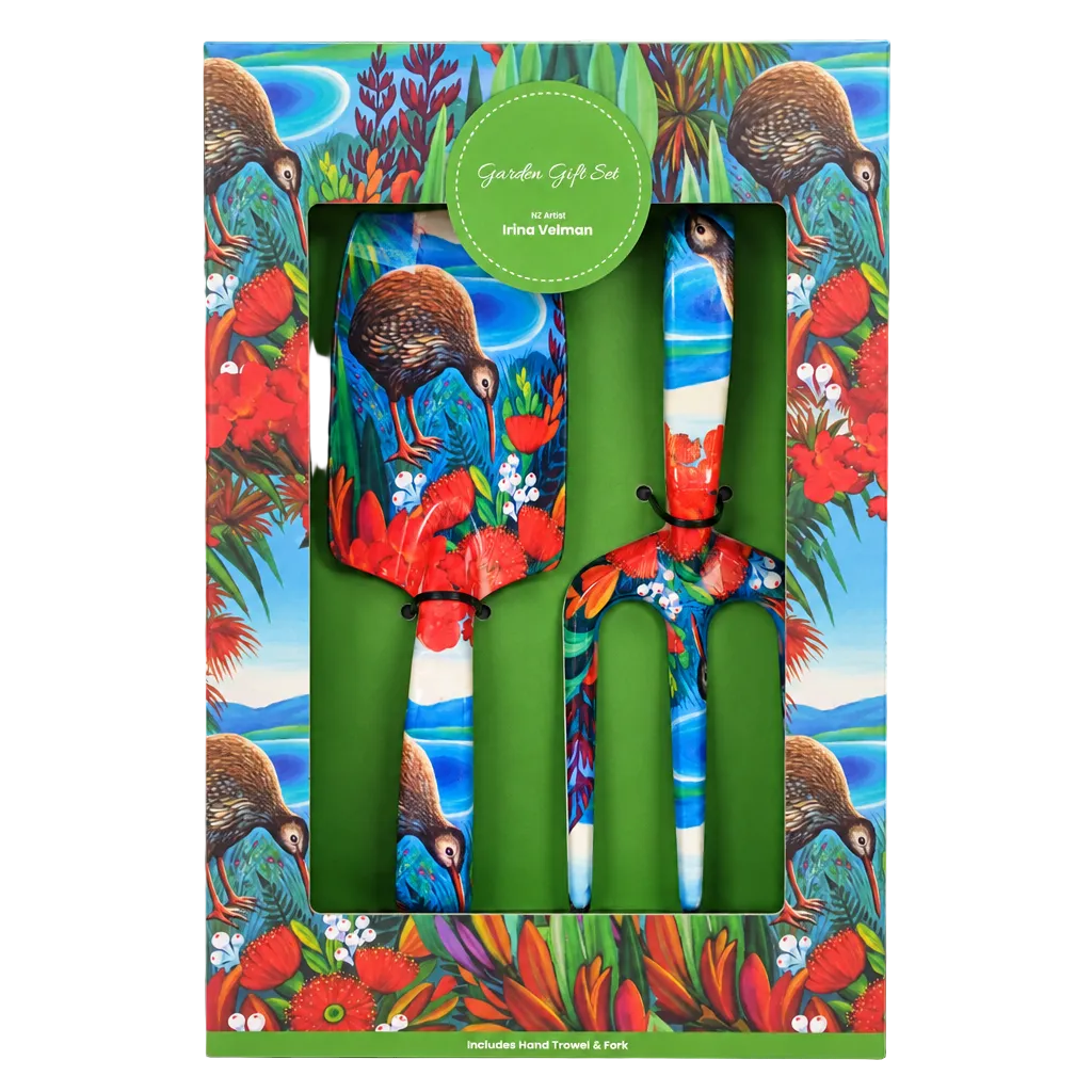 NZ Artwork Garden Trowel and Fork Set - Kiwi