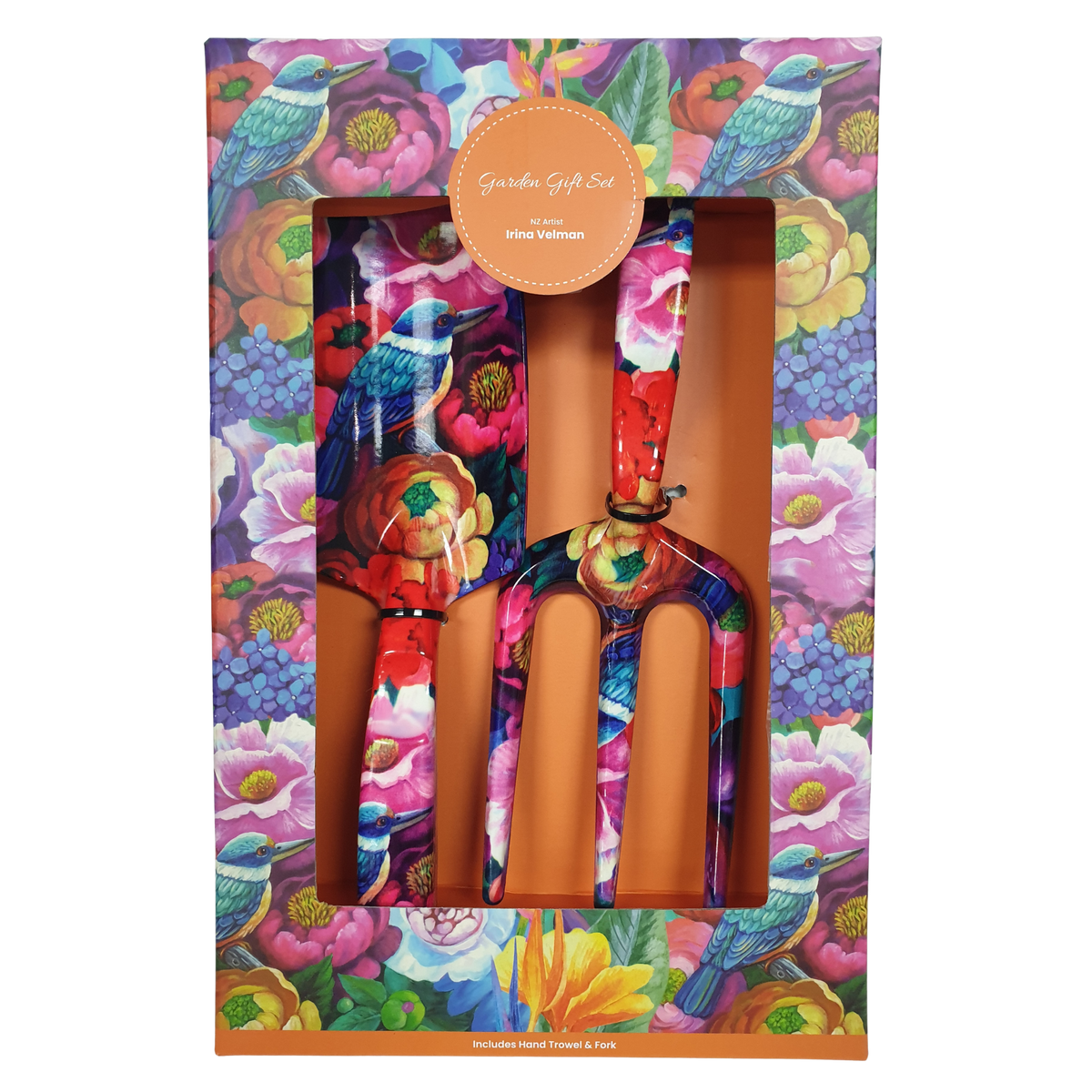 NZ Artwork Garden Trowel and Fork Set - Kingfisher