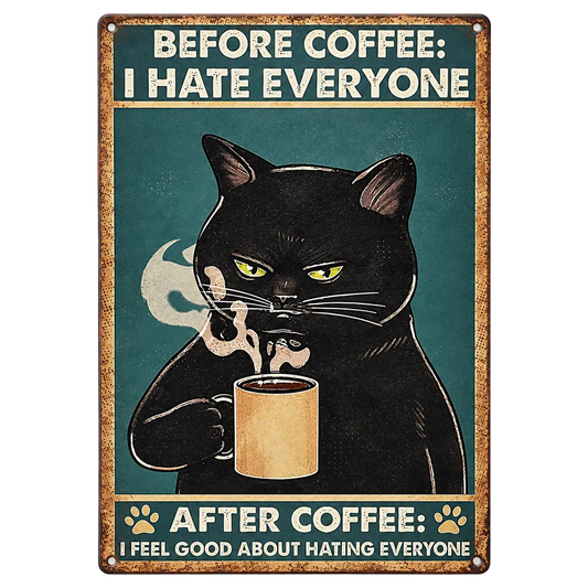 Tin Sign - Coffee & Cat