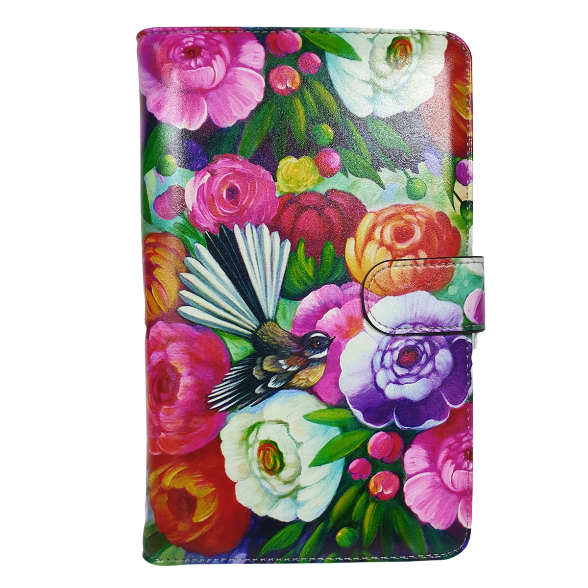 NZ Artwork Travel Purse Fantail on Flowers