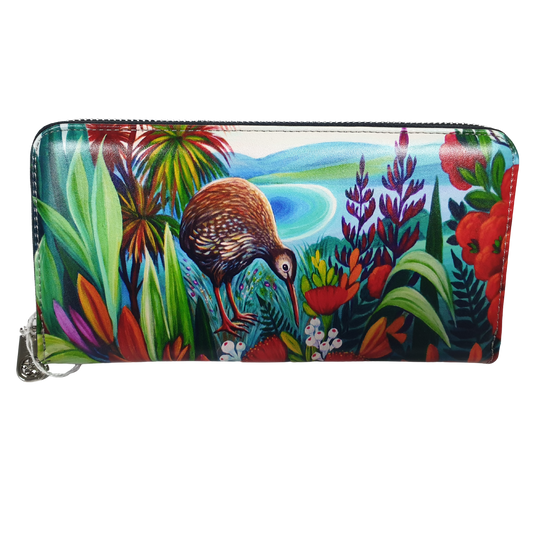 NZ Artwork Long Wallet Kiwi - Irina Velman