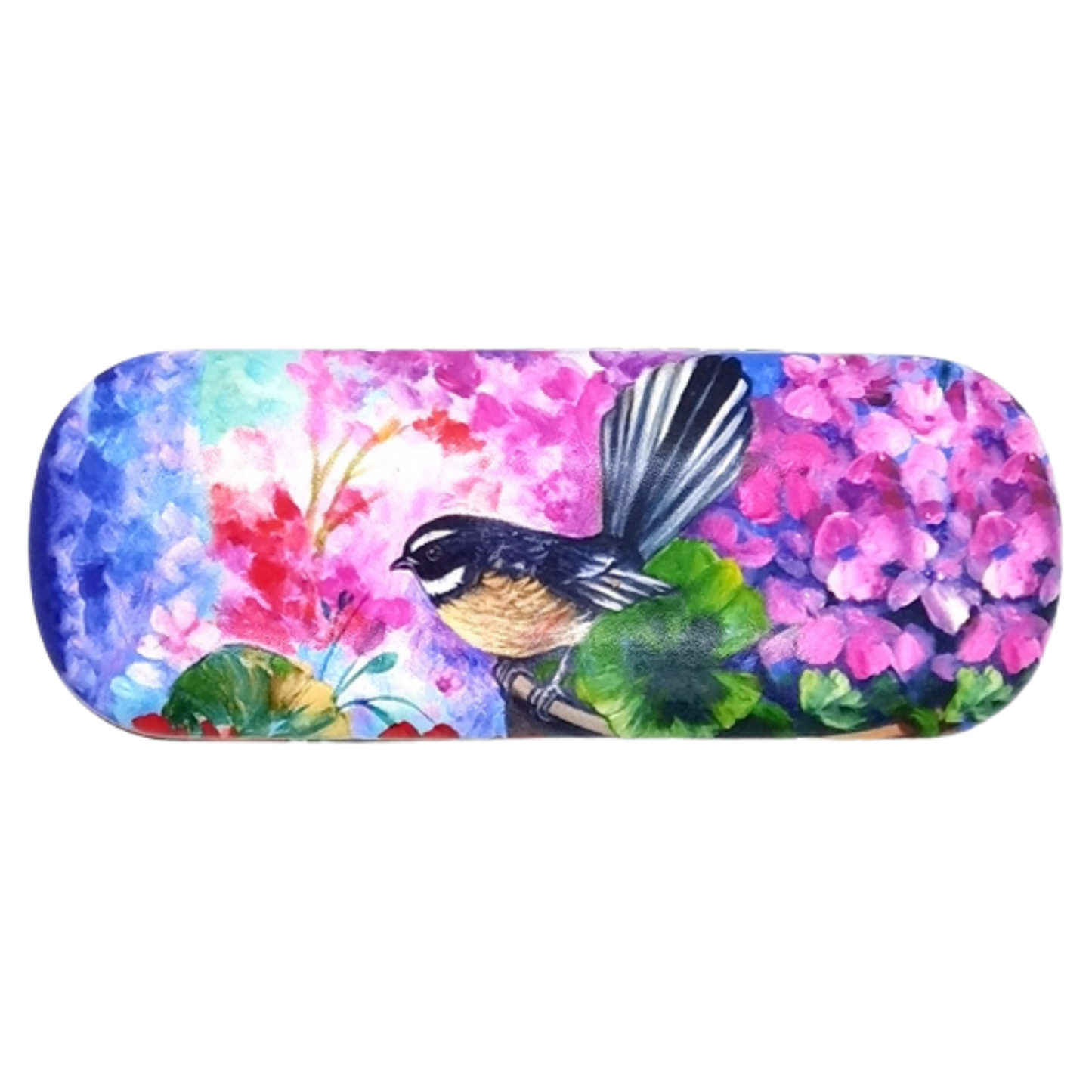 NZ Artwork Glasses Case - Fantail on Garden Pot