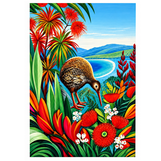 NZ Artwork Tea Towel Kiwi
