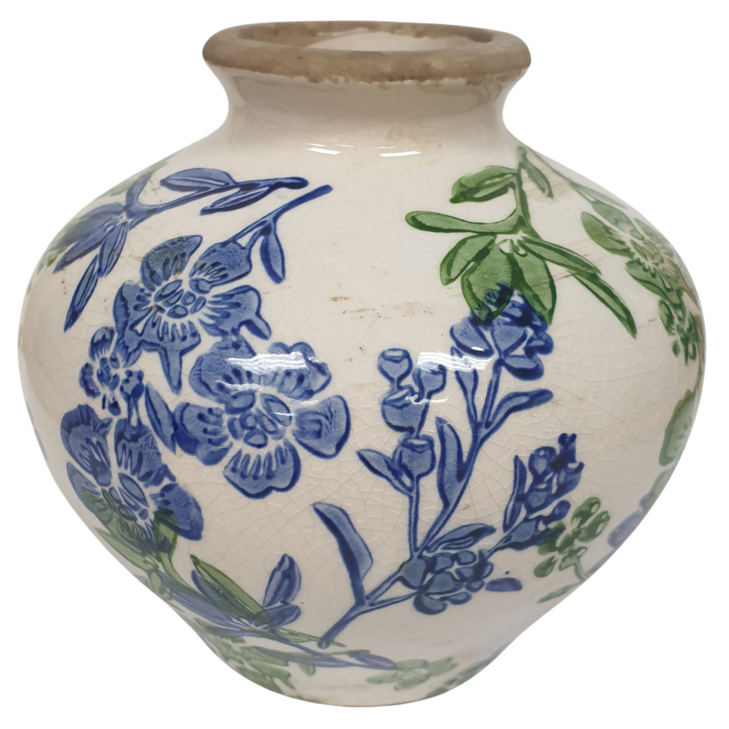 12.5cm Bud Vase Wide Bulb - Botanical Blue
