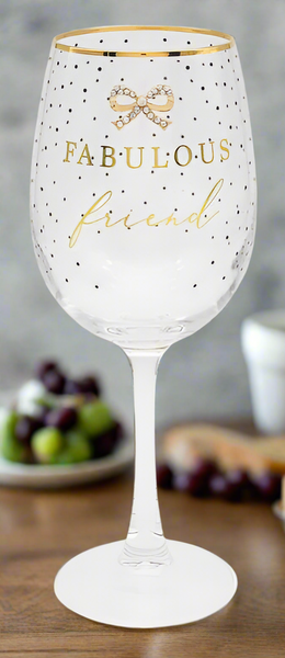 Jewelled Wine Glass - Friend