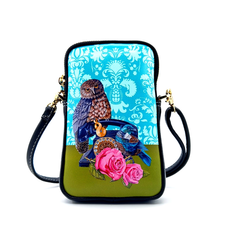 NZ Artwork Cell Phone Bag - Morepork