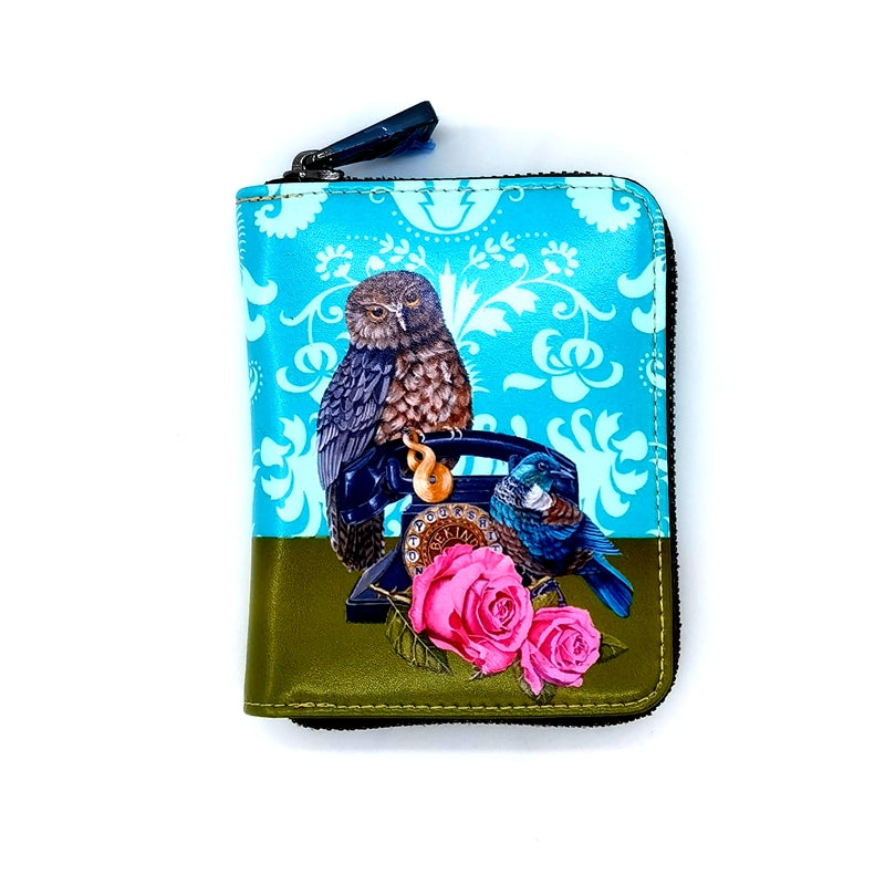 NZ Artwork Small Leather Wallet - Morepork