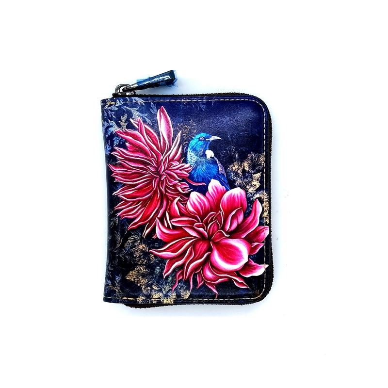 NZ Artwork Small Leather Wallet - Tui