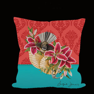 NZ Artwork Cushion Cover Fantail on shell