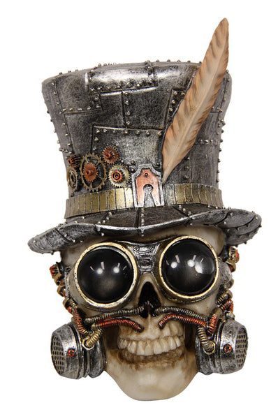 Steampunk Skull Bust with Feather
